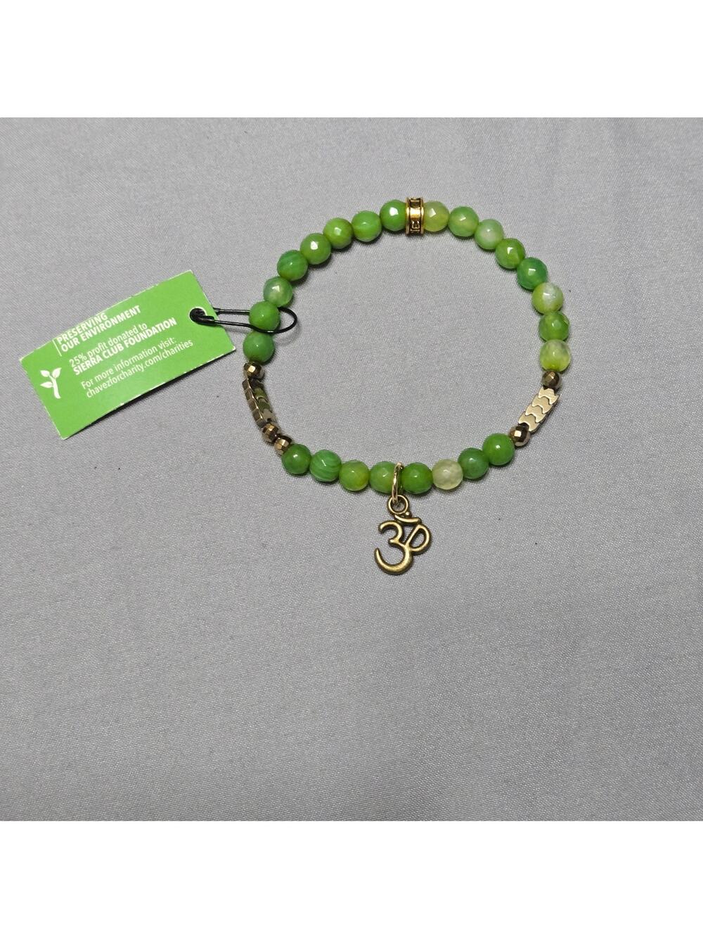 Chavez for Charity Green Beaded Om Bracelet Sierra Club